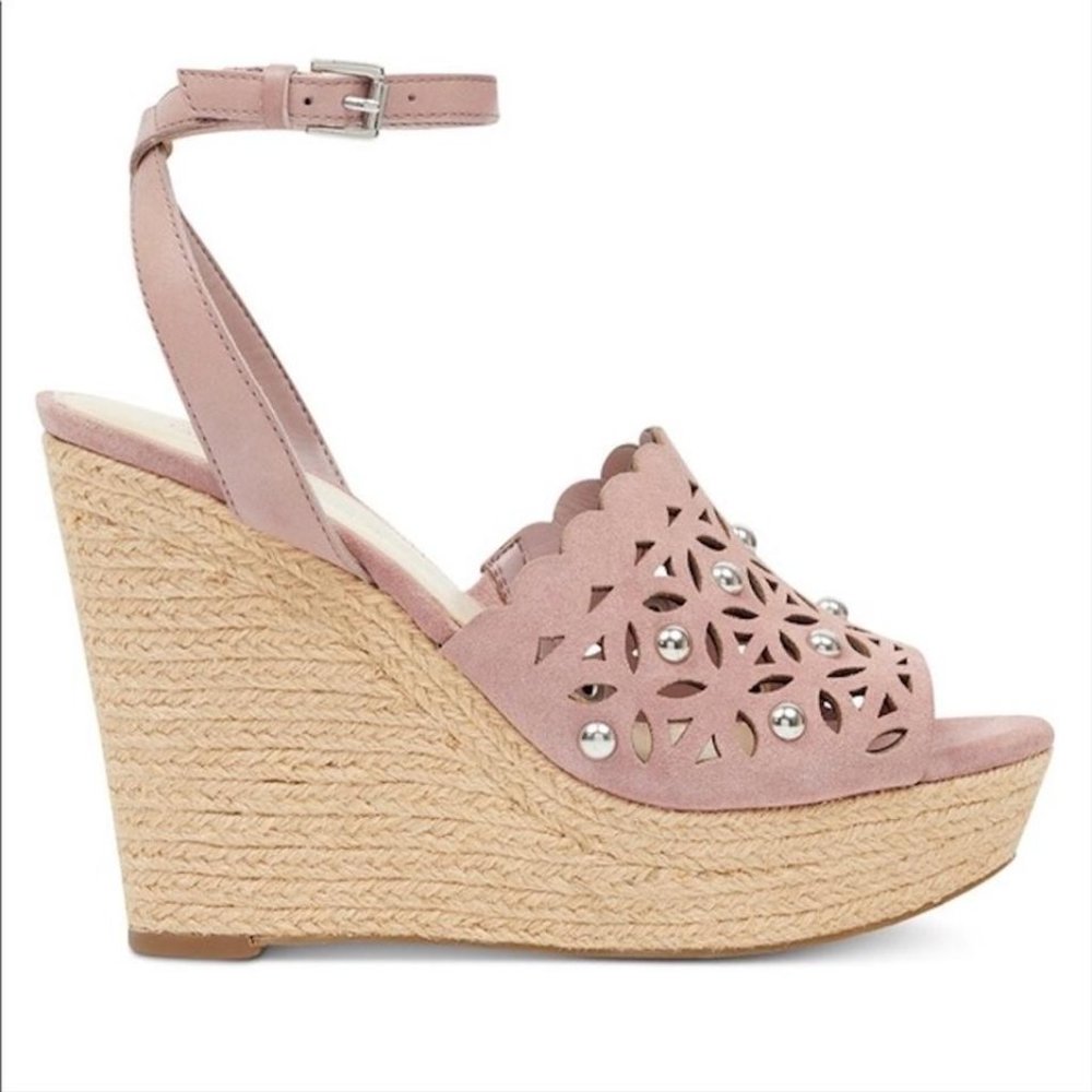 Marc Fisher Pink Hata Suede Cutout Studded Sandal - Picture 5 of 15